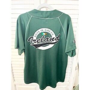 Ireland Boys In Green Baseball Jersey Irish Green Shirt Spellout Mens Large